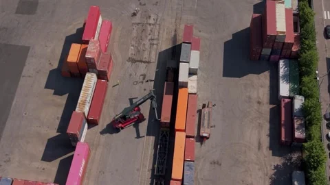 Shipping Container Yard with Heavy Freight Handling Machinery 스톡 동영상 343549322