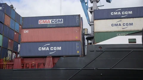 Shipping Containers on cargo ship Stock Footage 36376880