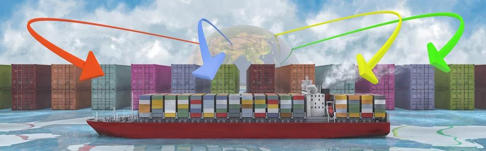 Shipping containers, goods concept Stock Illustration