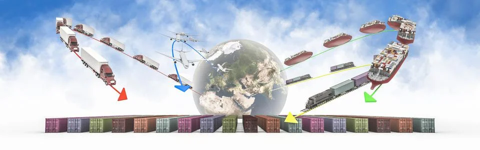 Shipping containers, goods concept Stock Illustration