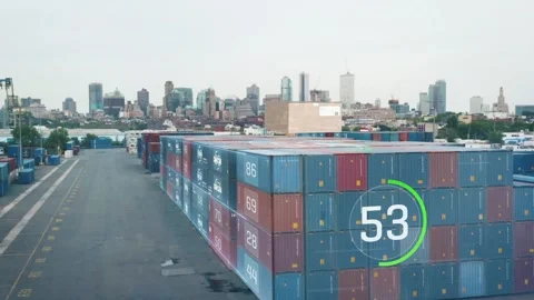 Shipping Containers in a Harbor with a Digital Count Loading Animation Vidéo 331045843