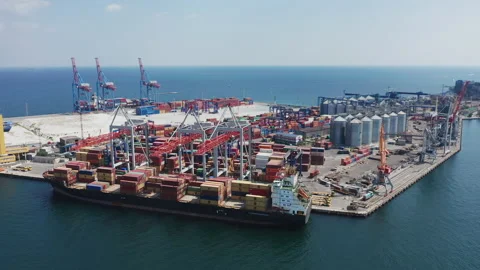 Shipping Containers Harbor Terminal Stock Footage 138172792