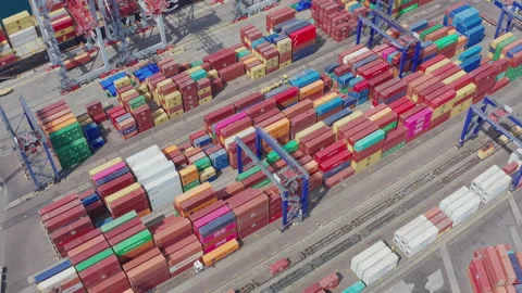 Shipping Containers Harbor Terminal Video stock 138173009