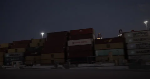 Shipping Containers At Night Stock Footage 162591241