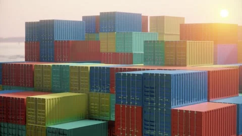 Shipping Containers stacked at the Port Stock-Footage 157363453