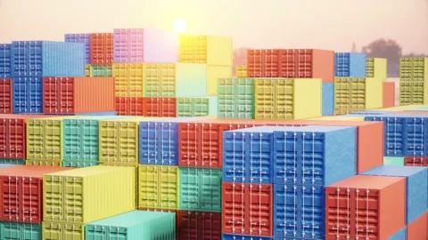 Shipping Containers stacked at the Port Stock Footage 157397299
