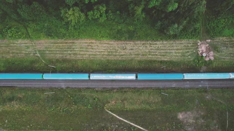 Shipping containers transportation on freight train by railway. Видео 161415178