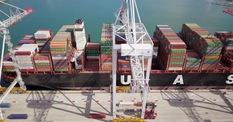 Shipping containers view from above Stock Footage 89690329