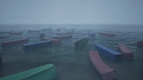 Shipping containers washed ashore Stock Footage 272244639