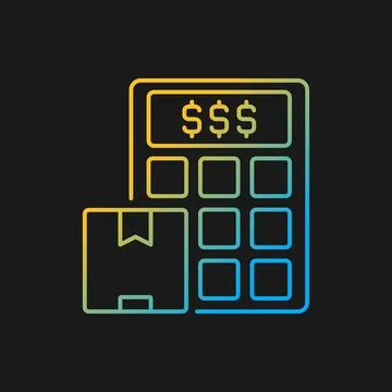 Shipping cost calculator gradient vector icon for dark theme Illustrazione stock