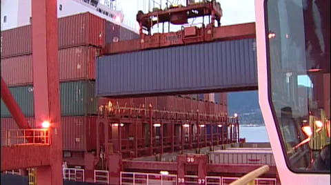 Shipping crane moving crates Stock Footage 36472914
