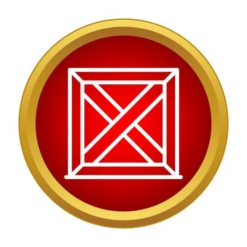 Shipping crate icon on round red button Stock Illustration