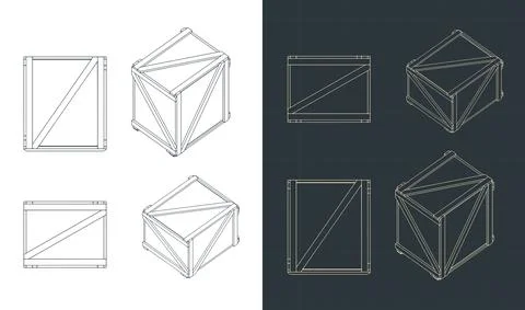 Shipping crates blueprints 스톡 일러스트