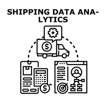 Shipping data analytics optimizing supply chain logistics Illustrazione stock