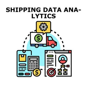 Shipping data analytics optimizing supply chain logistics Stock Illustration