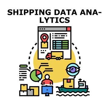 Shipping data analytics tracking logistics supply chain Stock Illustration