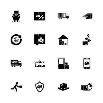 Shipping Delivery - Flat Vector Icons Stock Illustration
