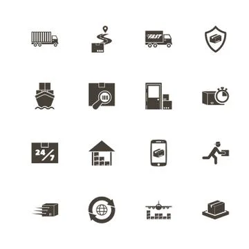 Shipping Delivery - Flat Vector Icons Stock Illustration