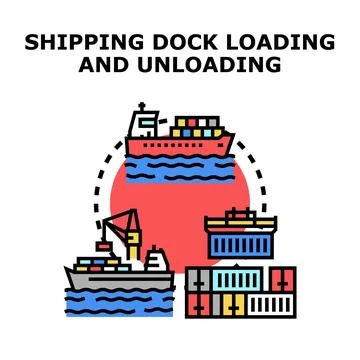 Shipping dock loading unloading logistics concept Stock Illustration
