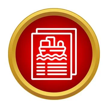 Shipping document icon showing cargo ship details 스톡 일러스트