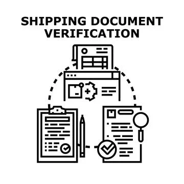 Shipping document verification process managing logistics operations Stock Illustration
