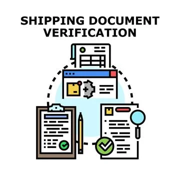 Shipping document verification process managing logistics operations Stock Illustration