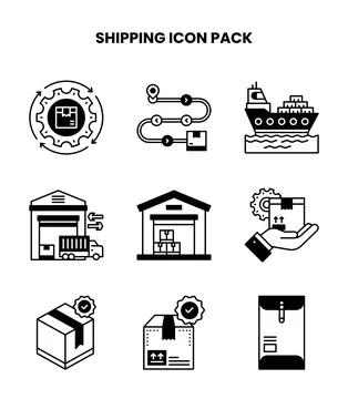 Shipping DuoTone Bundle Icons Pack Stock Illustration