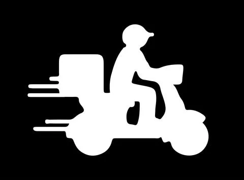 Shipping fast delivery man ridding motorcycle icon on background ~ Clip Art  #163943715