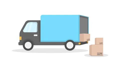 Shipping fast icon in flat style. Delivery truck vector illustration on isola Illustration
