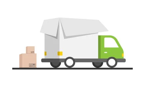 Shipping fast icon in flat style. Delivery truck vector illustration on isola Illustration