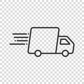 Shipping fast icon in flat style. Delivery truck vector illustration on isola Illustration