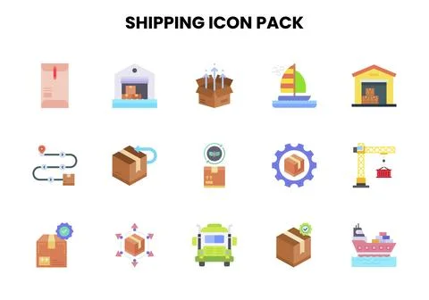 Shipping Flat Graphics Icons Pack Illustration