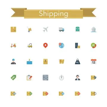 Shipping Flat Icons Stock Illustration