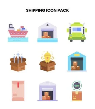 Shipping Flat Icons Pack 스톡 일러스트