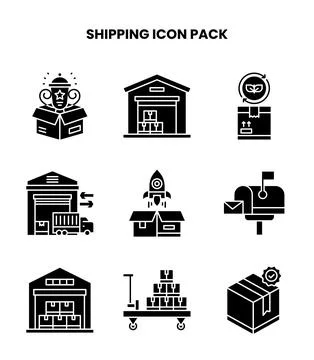 Shipping Glyph Bundle Icons Pack Stock Illustration