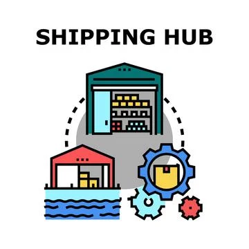 Shipping hub concept representing global logistics and distribution process 스톡 일러스트