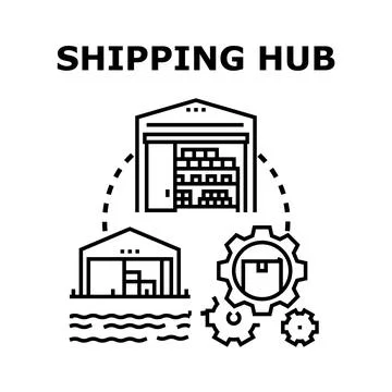 Shipping hub concept representing global logistics and distribution process Stock Illustration