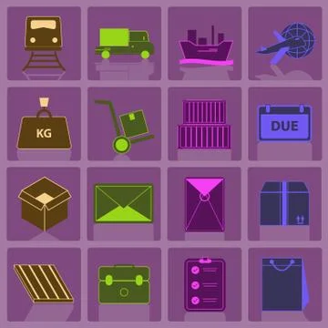 Shipping icons with reflect on button Illustrazione stock