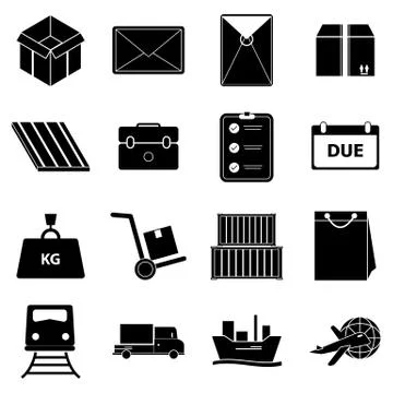 Shipping icons on white background Illustrazione stock