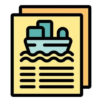 Shipping information document with cargo ship icon describing freight deliver Stock Illustration