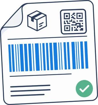 Shipping Label with Barcode and QR Code Stock Illustration