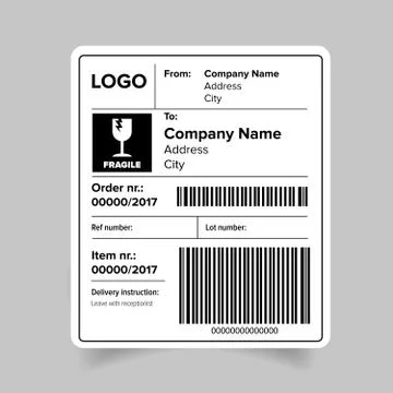 Shipping label barcode template Stock Illustration