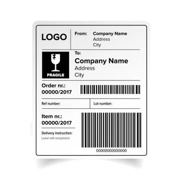 Shipping label barcode template Illustrazione stock