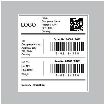 Shipping label template, sticker, vector. Stock Illustration