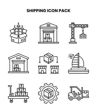 Shipping Line Bundle Icons Pack 스톡 일러스트