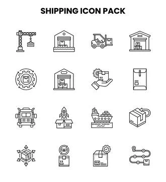 Shipping Line Bundle Icons Pack Stock Illustration