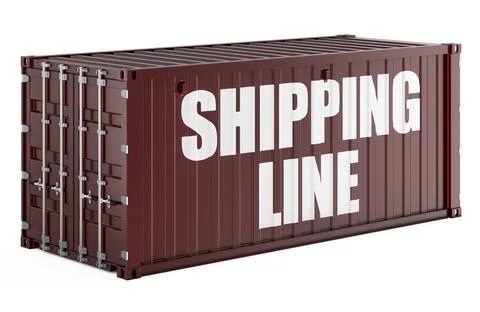 Shipping Line concept with cargo container. 3D rendering Stock Illustration