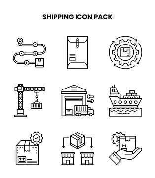 Shipping Line Graphics Icons Pack Illustrazione stock