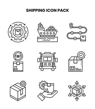 Shipping Line UI Icons Pack Stock Illustration