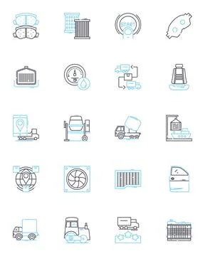 Shipping linear icons set. Logistics, Delivery, Freight, Transport, Dispatch 스톡 일러스트